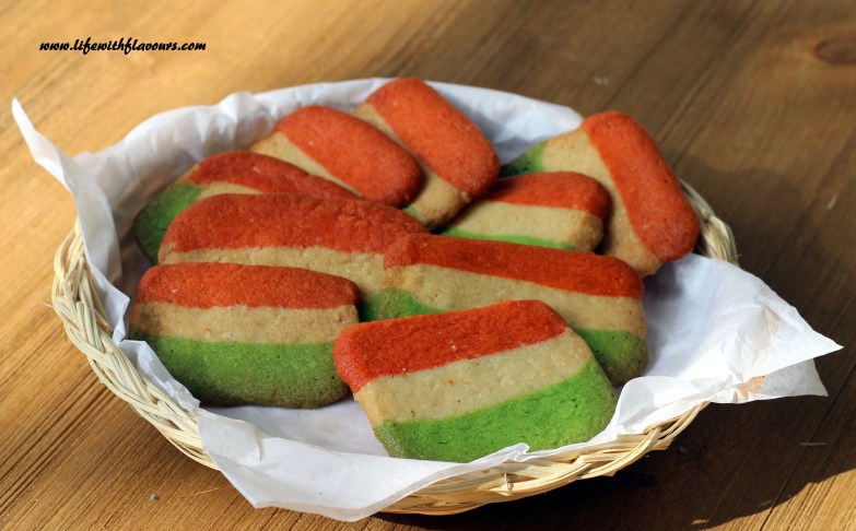 Tricolor White Chocolate Eggless Cookies